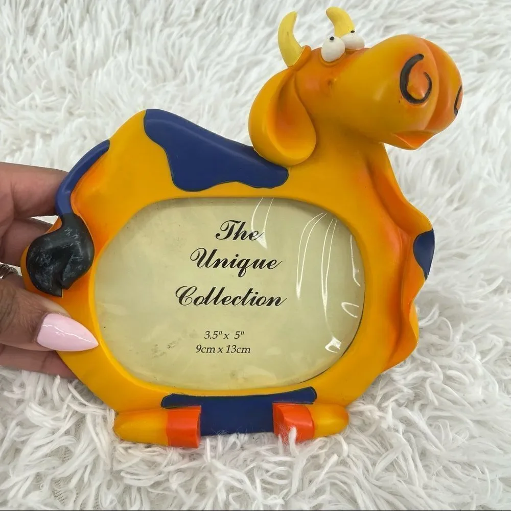 The Unique Collection 3.5” x 5” Rare 3D Orange Bull Decor Kid’s Picture Frame